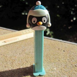 Penguin PEZ Candy Dispenser Light Blue Toboggin Hat Preowned Dirty Collectible